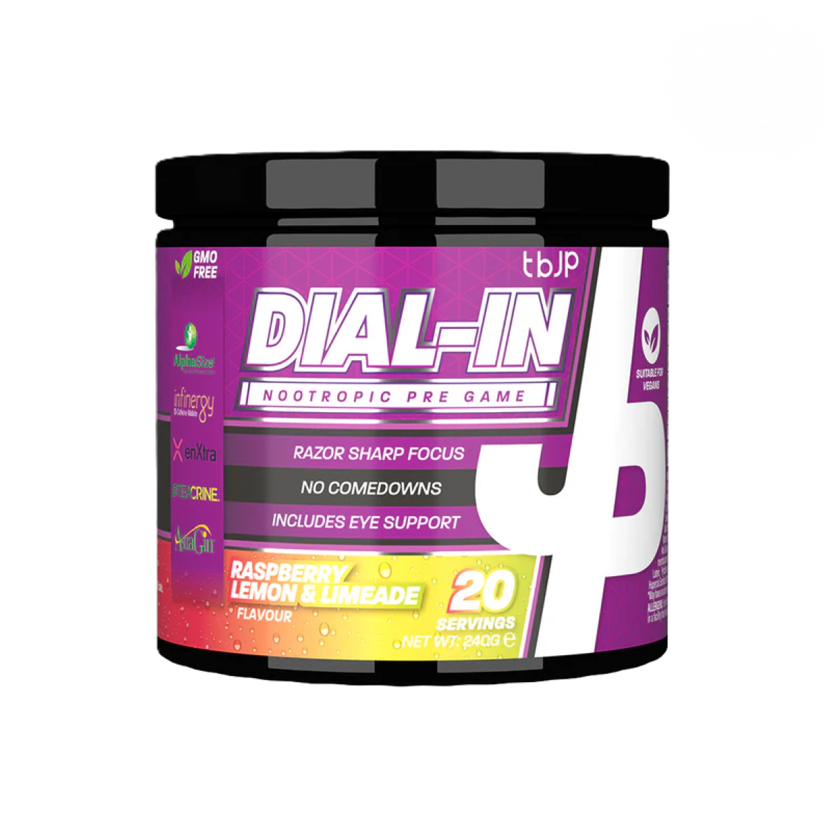 Trained By JP Dial In Nootropic 240g (Raspberry Lemon & Limeade)