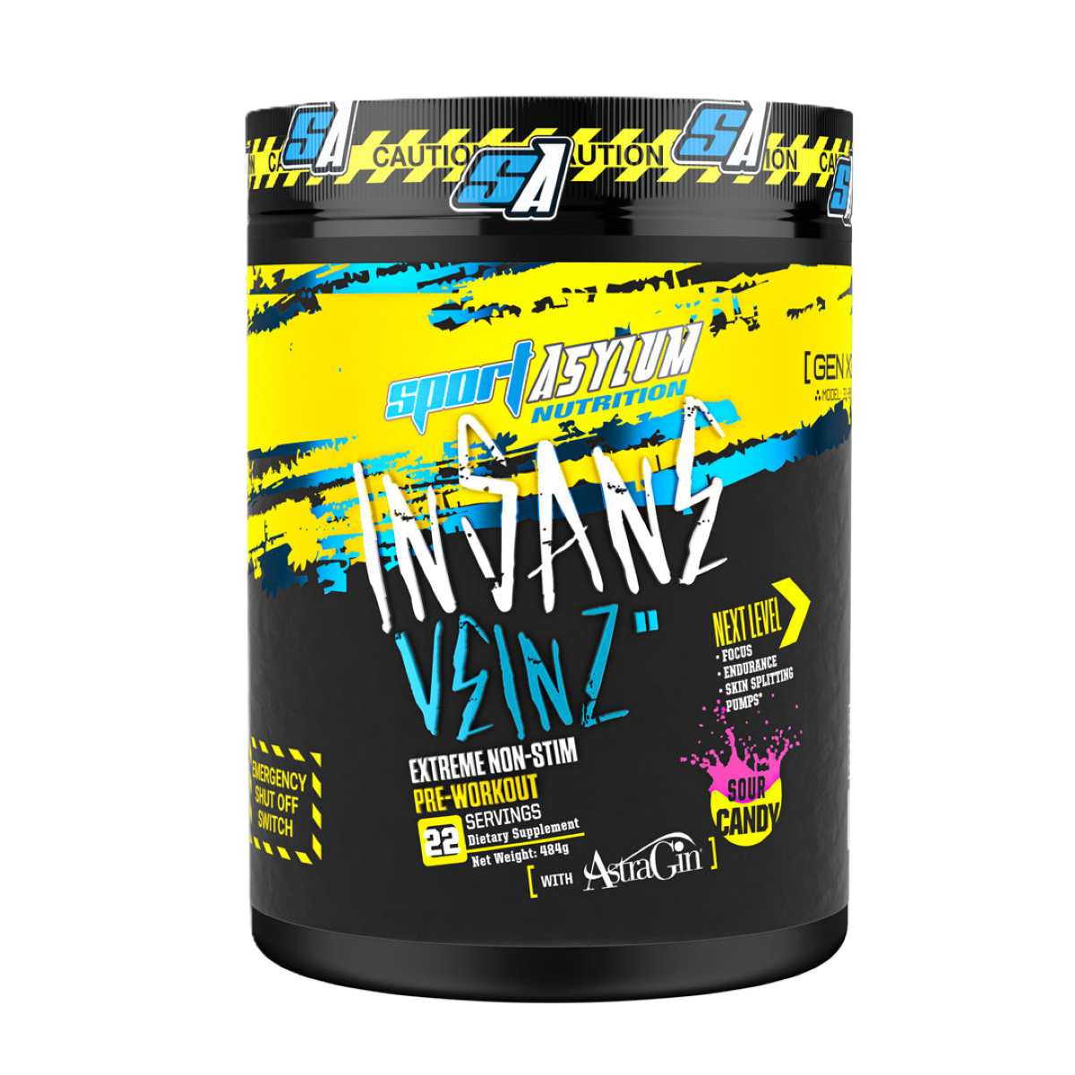 Sport Asylum Nutrition Insane Veinz Non Stim Pre Workout  484g