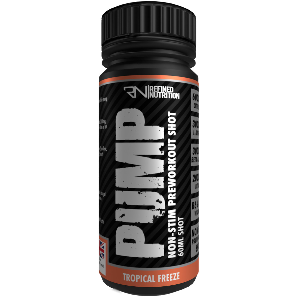 Refined Nutrition Pump Non Stim Pre-Workout Shots 12x60ml (Tropical Freeze)
