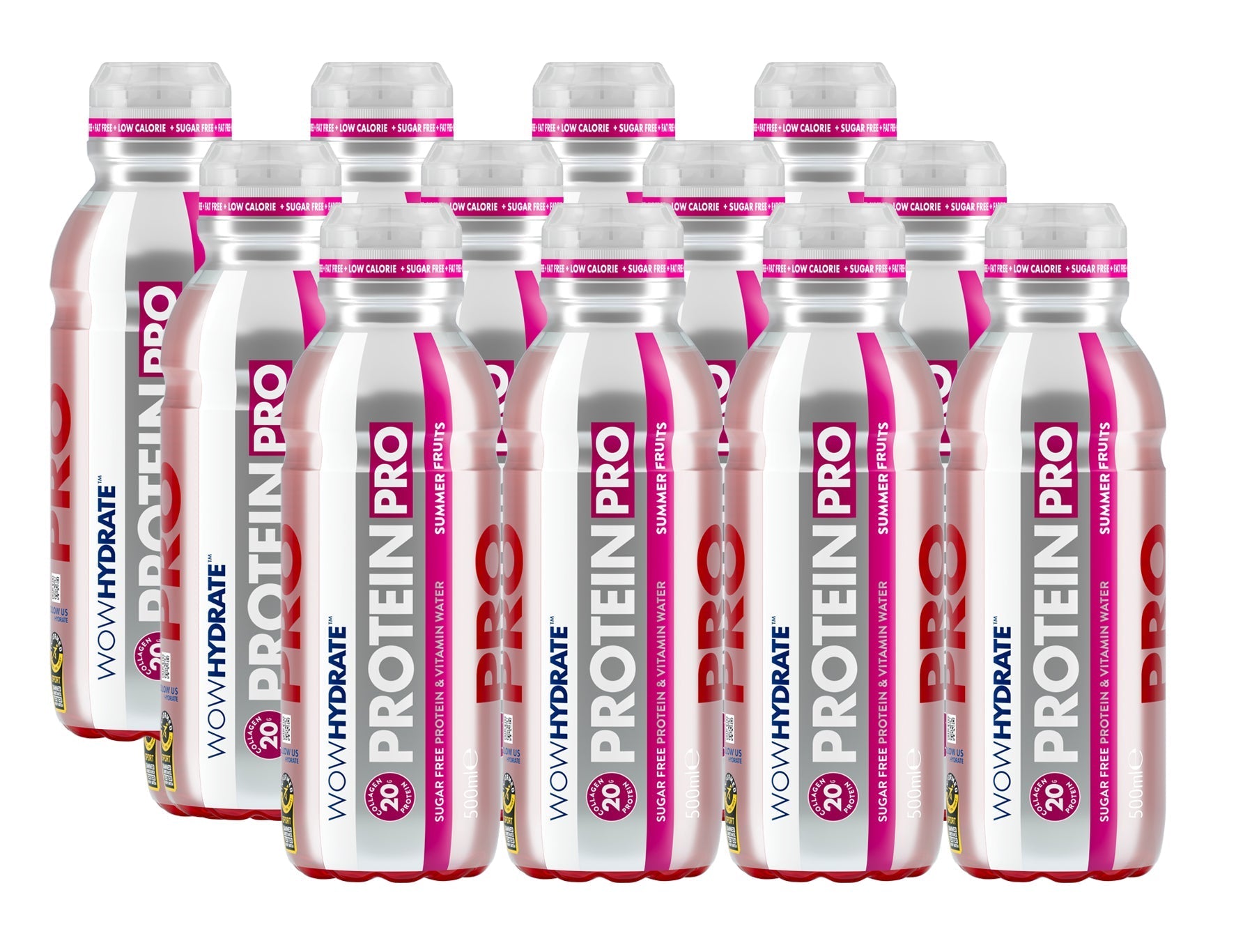 WOW Hydrate 20g Protein Water PRO New Cap 12x500ml